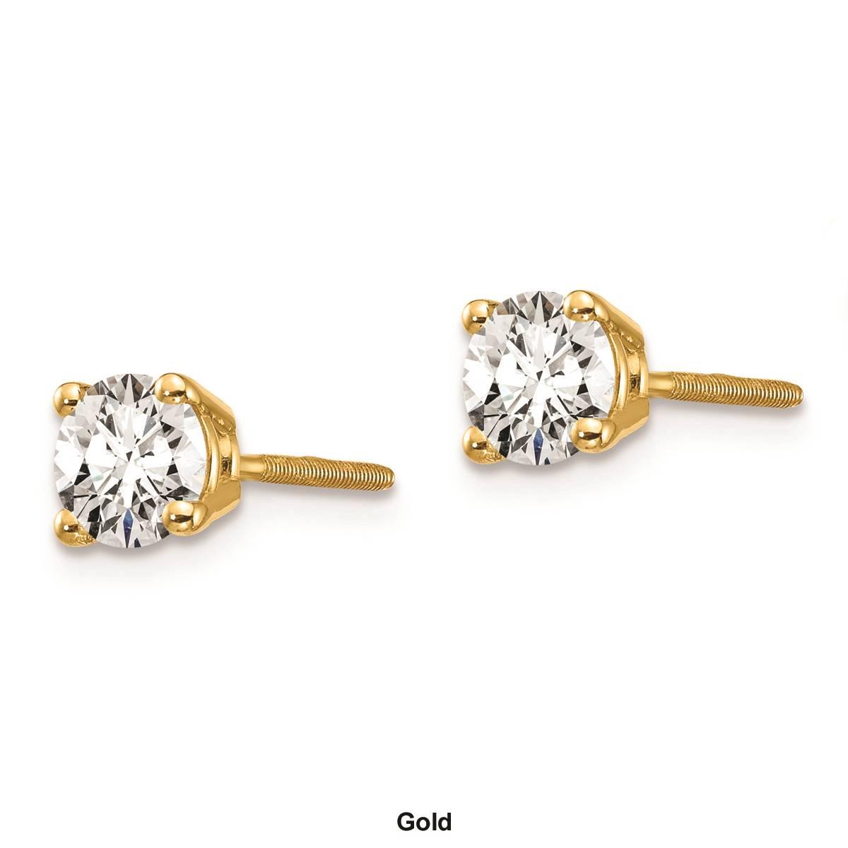 Pure Fire 14kt. Gold 2/3ctw. Diamond Screw-Back 4-Prong Earrings