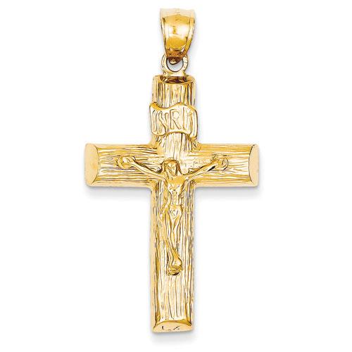 Unisex Gold Classics(tm) 14kt. Wood Like Crucifix Pendant