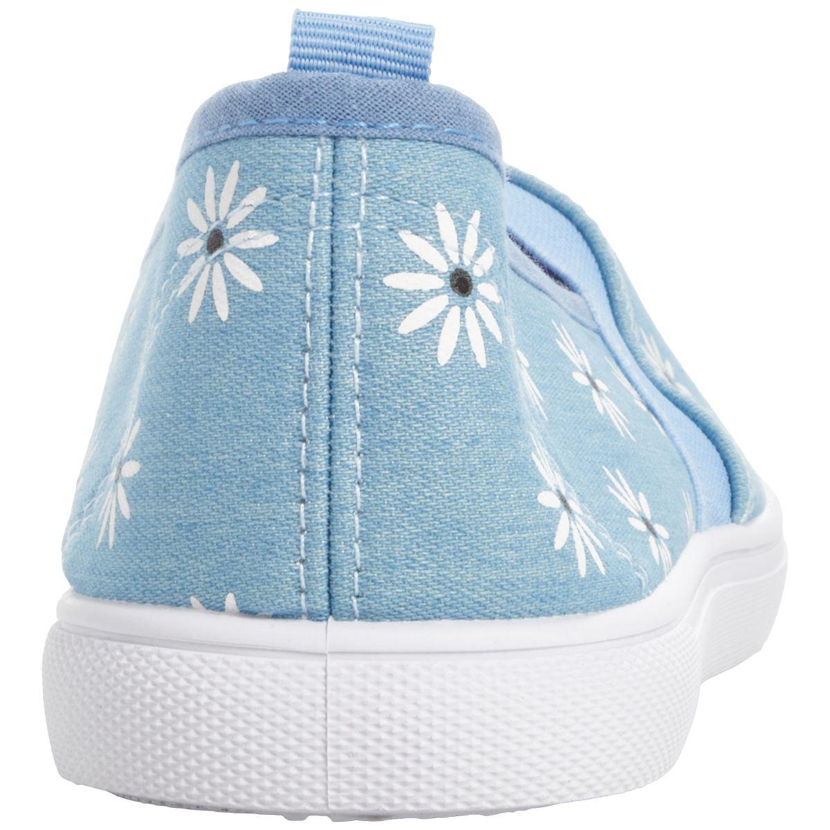 Womens Ashley Blue Floral Canvas Slip On Flats