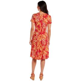 Womens Sami & Jo Short Sleeve Seam Tropical Leaf A-Line Dress