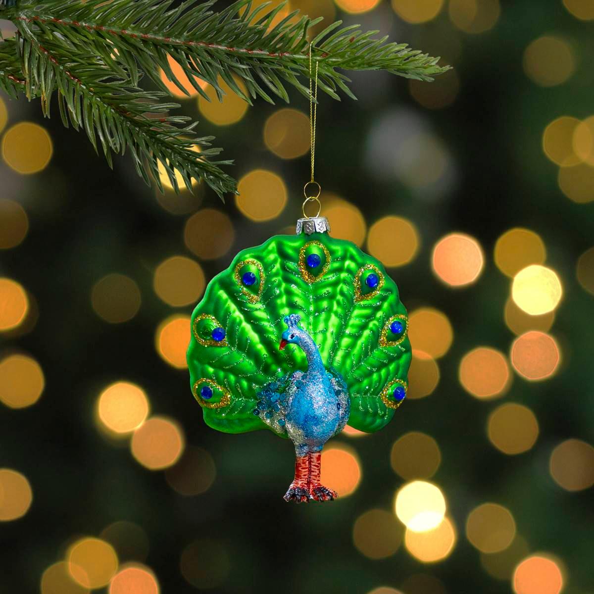 Northlight Seasonal 4.75in. Peacock Glass Christmas Ornament