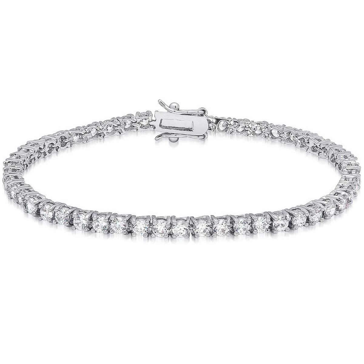 Gianni Argento Lab Grown White Sapphire Round Tennis Bracelet