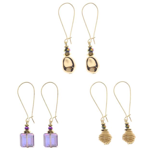 Ashley Cooper™ Gold-Tone Iridescent Bead Trio Earwire Earrings