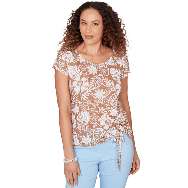 Womens Hears of Palm Cool & Collected Floral Embellished Tee