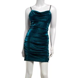 Juniors Emerald Sundae Cowl Neck Velour Sheath Dress