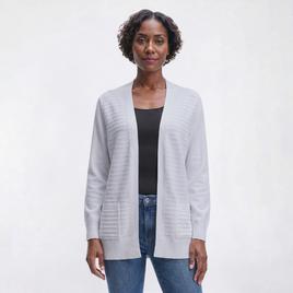 Womens 89th & Madison Ottoman Stripe Solid Cardigan