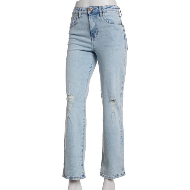 Juniors Celebrity Pink Distressed Straight Leg Denim Jeans