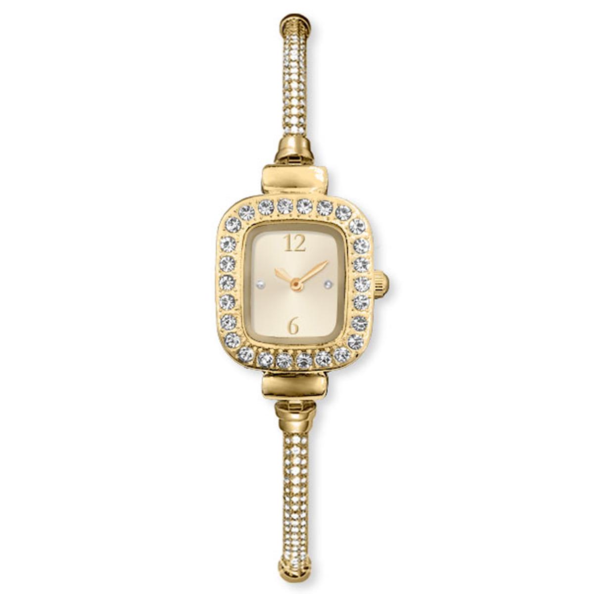 Womens Shiny Gold Metal Bracelet Analog Watch - 15062G-07-A27