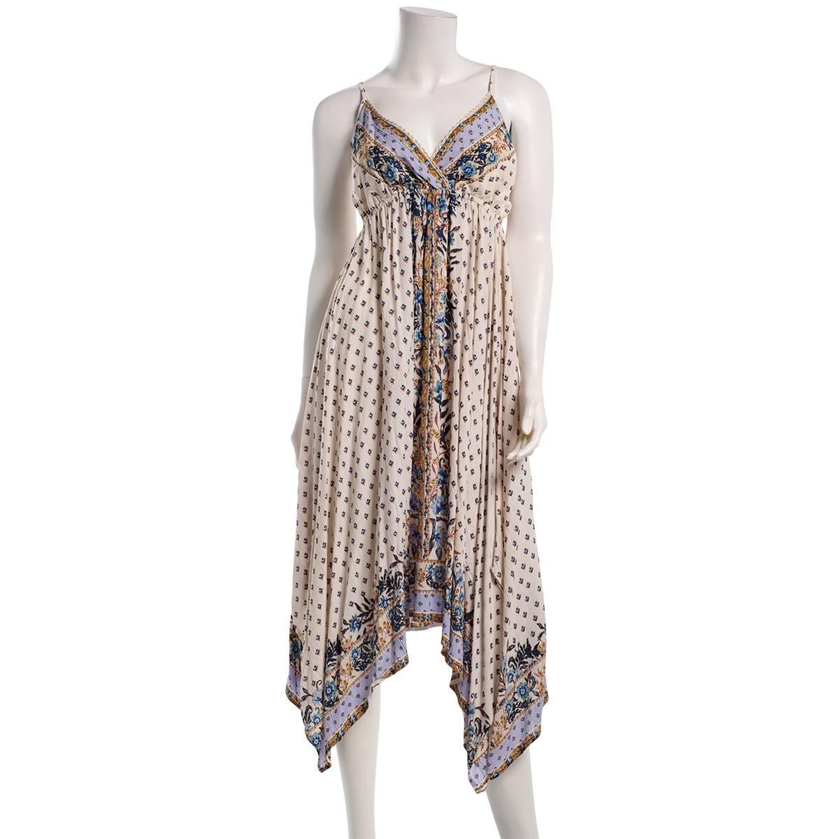 Juniors Angie Floral Scarf Hanky Hem Midi Slip Dress