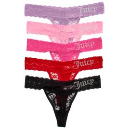 Womens Juicy Couture 5pk Rhinestone Thong Panties - JC9889-5PKEP