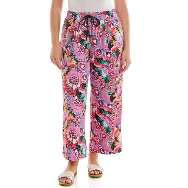 Petite Zac & Rachel Pull On Abstract Floral Wide Leg Pants
