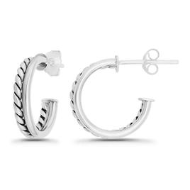 Designs by FMC Sterling Silver Twist Combo Post Hoop Earrings