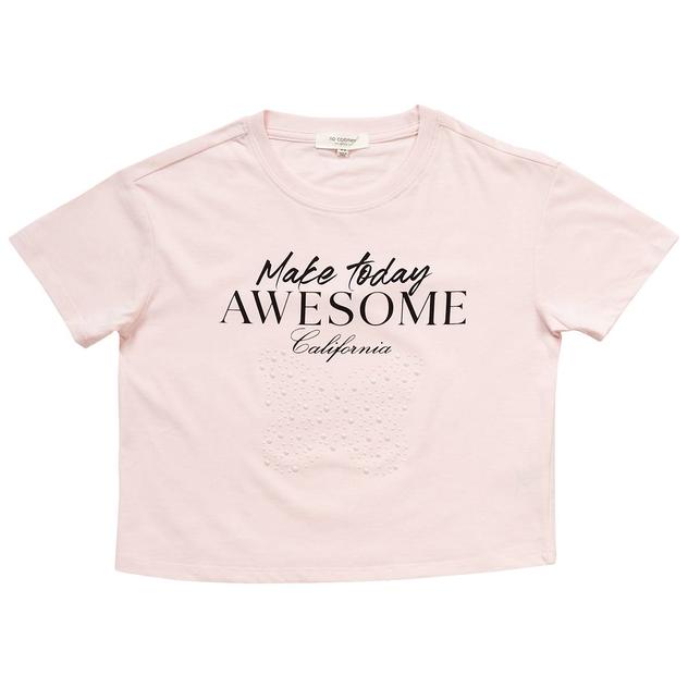 Girls (7-16) No Comment Cali Pearl Stud Butterfly Boxy Tee