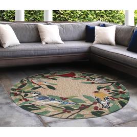 Liora Manne Front Porch Bird Border Indoor/Outdoor Round Rug