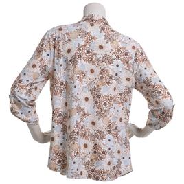 Petite Emily Daniels 3/4 Sleeve Floral Jacquard Blouse