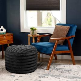 Jaxx Paran Accent Pouf Fluffy Faux Fur Ottoman