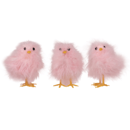Northlight Furry Pink Chicks Easter Figurines - Set of 3