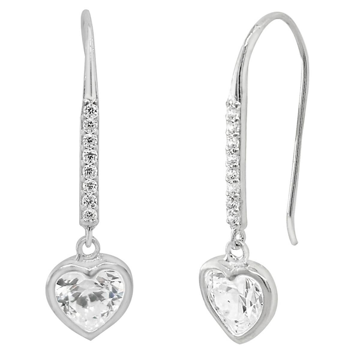 Marsala Sterling Silver CZ Heart Drop Earrings
