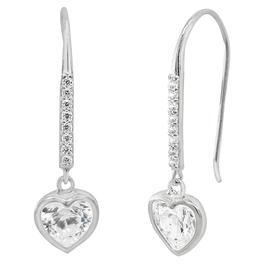 Marsala Sterling Silver CZ Heart Drop Earrings