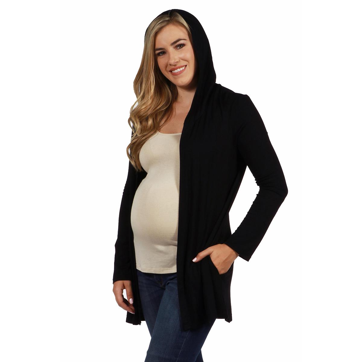 Plus Size 24/7 Comfort Apparel Open Front Maternity Cardigan