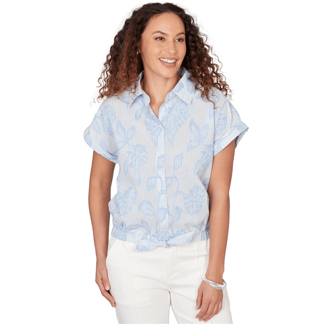Womens Skye’s the Limit Sunny Blue Skies Floral Stripe Blouse
