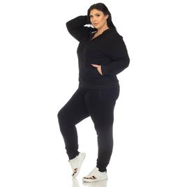 Plus Size White Mark 2pc. Velour Sweatsuit w/ Faux Leather Stripe
