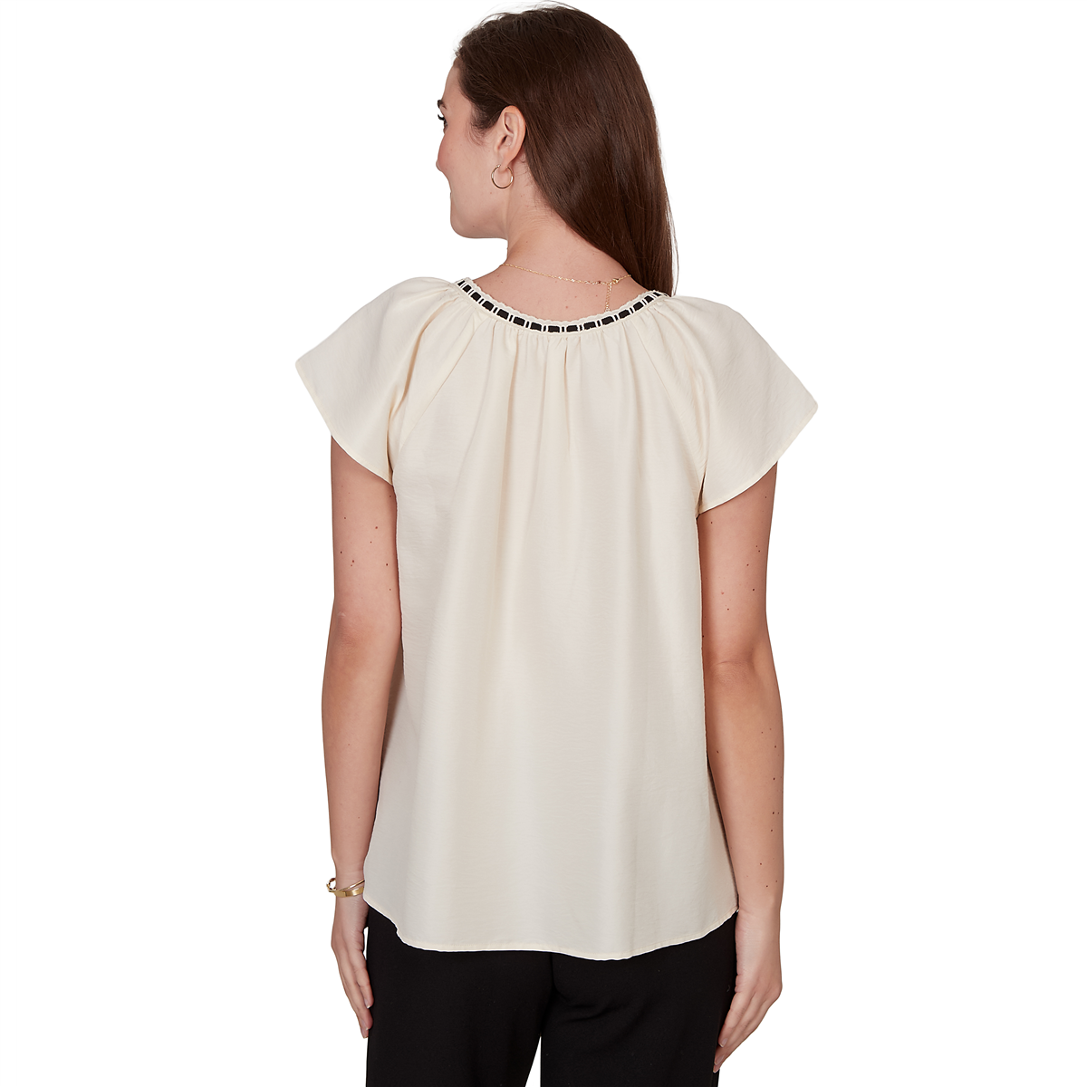 Womens Skye’s the Limit Terra Tropic Solid Pleated Blouse