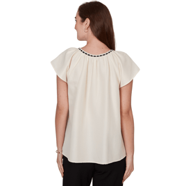Womens Skye’s the Limit Terra Tropic Solid Pleated Blouse