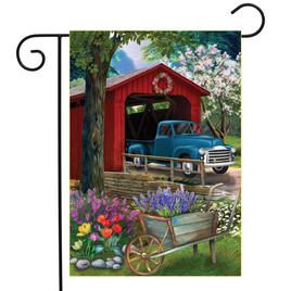Briarwood Lane Bridge in Bloom Garden Flag