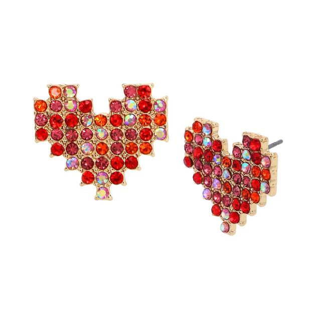 Betsey Johnson Pink Pave Heart Stud Earrings
