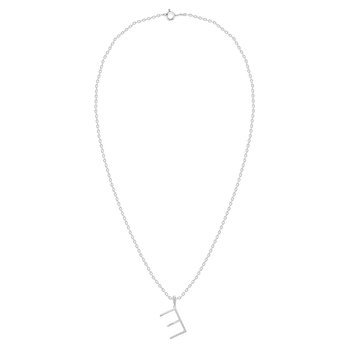 Nova Star® Sterling Silver Lab-Grown Diamond Initial E Pendant