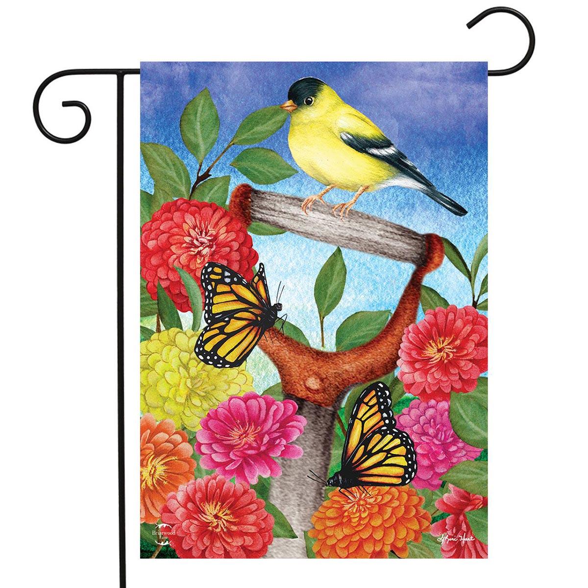 Briarwood Lane Goldfinch on Shovel Garden Flag