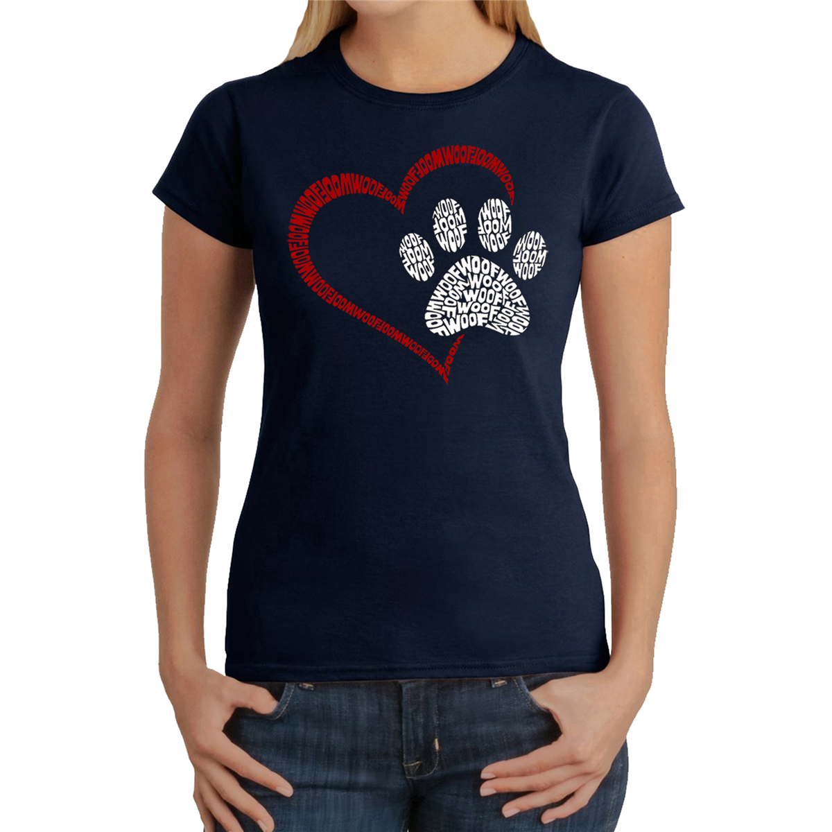 Plus Size LA Pop Art Paw Heart Word Art Tee