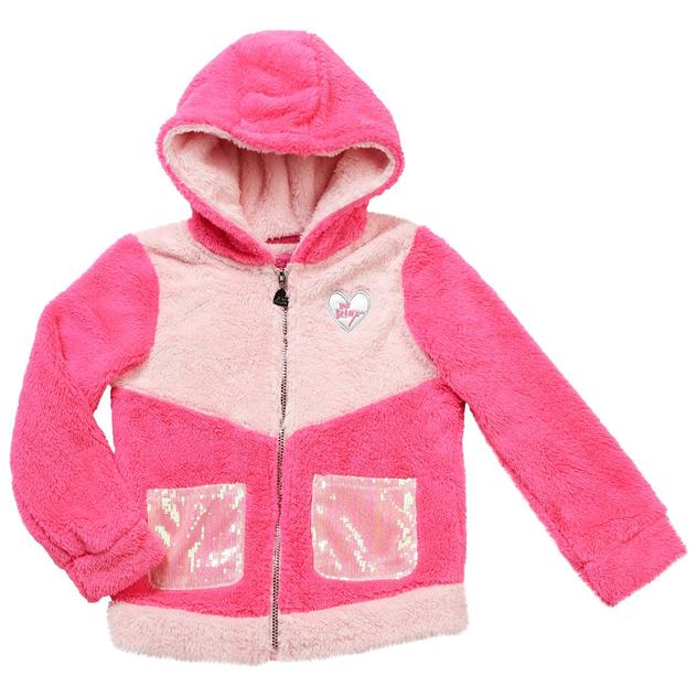 Girls (7-14) Betsey Johnson Color Block Sherpa Hooded Jacket