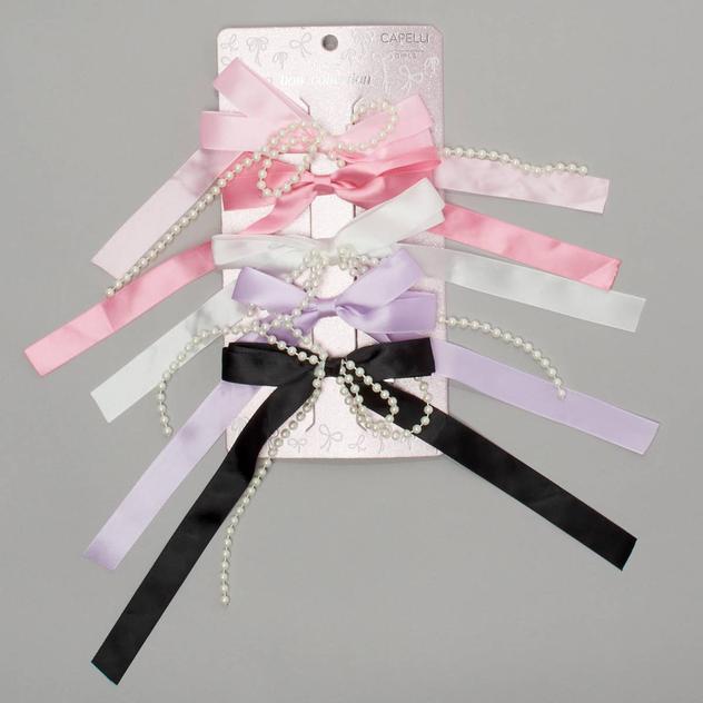 Girls Capelli® New York 5pc. Satin Bow Clips w/ Beaded Pearls