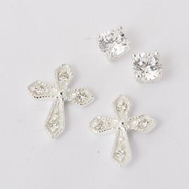 Sterling Silver Cubic Zirconia Cross Earrings Set