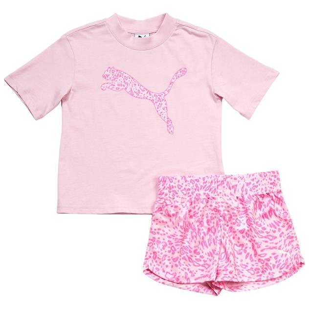Girls (7-14) Puma® Short Sleeve Animal Tee w/ Mesh Shorts Set