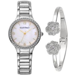 Womens Ellen Tracy MOP Watch & Bracelet Set - ETB8195SL