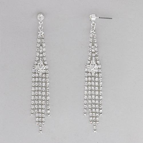 Rosa Rhinestones Long Fringe Drop Earrings