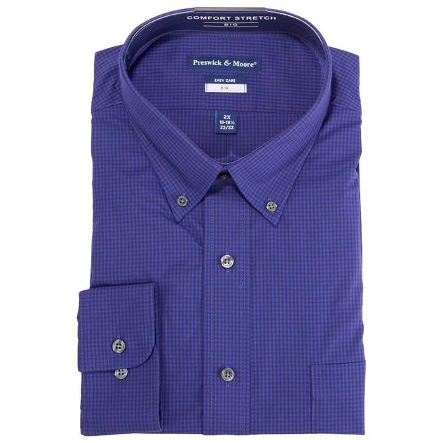 Mens Big & Tall Preswick & Moore® Dress Shirt - Blue Tonal Plaid