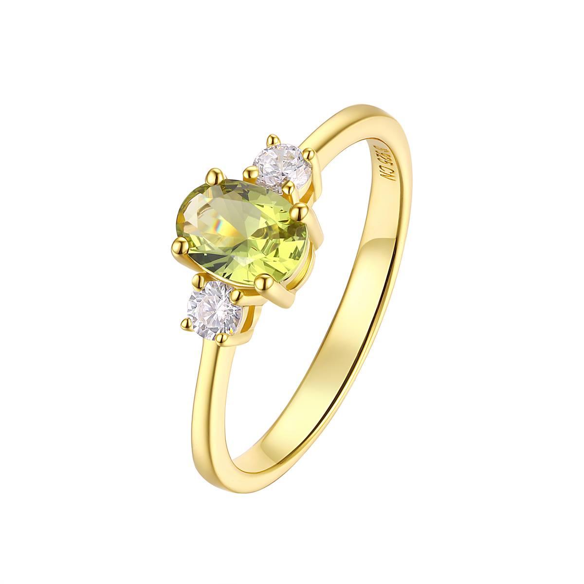 August Birthstone Simulated Peridot & Cubic Zirconia Ring