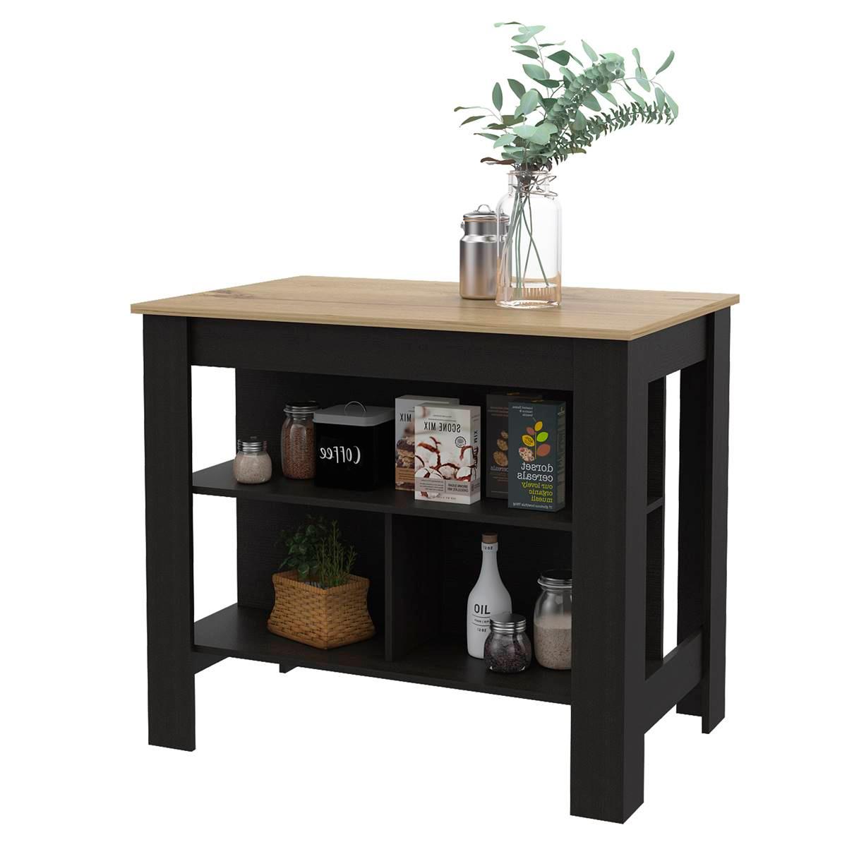 FM FURNITURE Brooklyn Wooden Top Kitchen Island