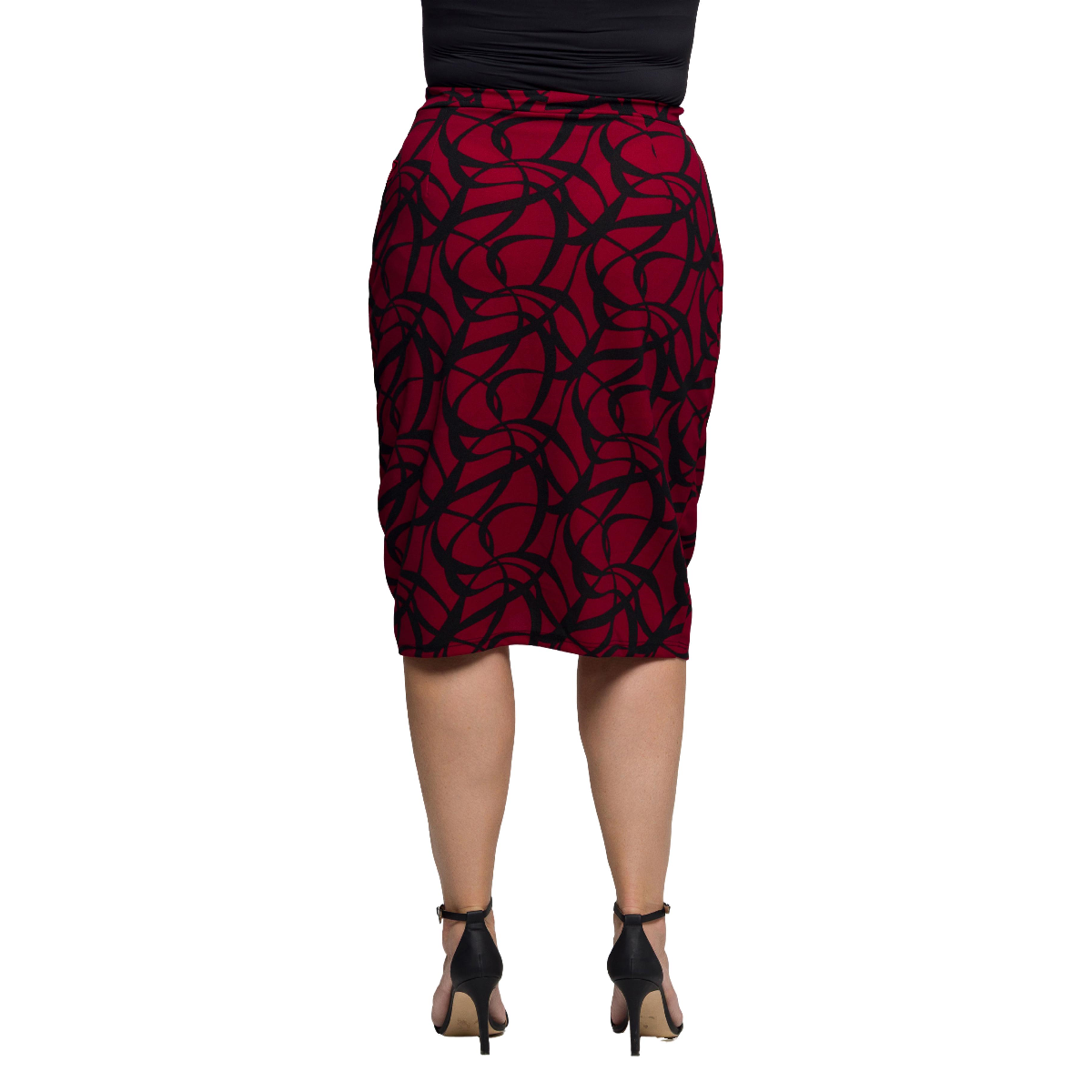 Plus Size 24/7 Comfort Apparel Ruched Pencil Skirt
