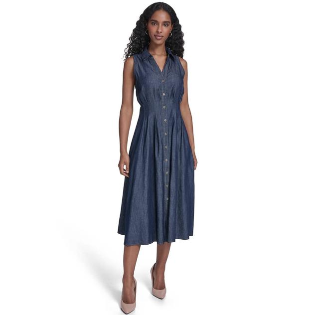 Womens Tommy Hilfiger Sleeveless Button Down Fit & Flare Dress
