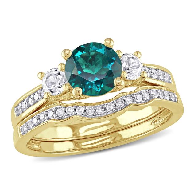 Gemstone Classics™ 10kt. Gold Diamond & Lab Created Emerald Ring