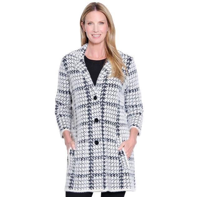 Womens Multiples 3/4 Sleeve Lapel Collar Button Front Cardigan