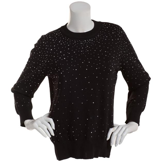 Womens Nanette Lepore Long Sleeve Allover Heatseal Detail Sweater
