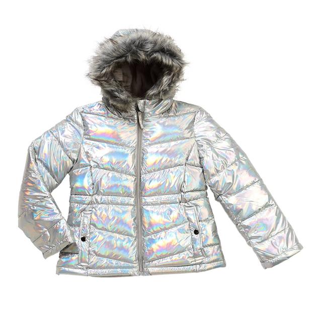 Girls (7-16) Rothschild Holofoil Anorak w/ Faux Fur Hood