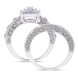 Loveblooms™ Sterling Silver Diamonds Bridal Ring Set