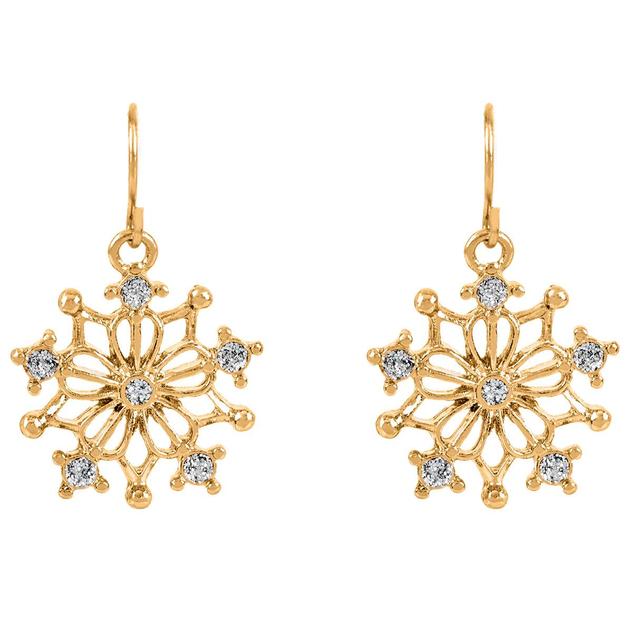 CZ Snowflake Fishhook Earrings
